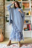 Ramone Marble Mesh Midaxi Skirt Denim